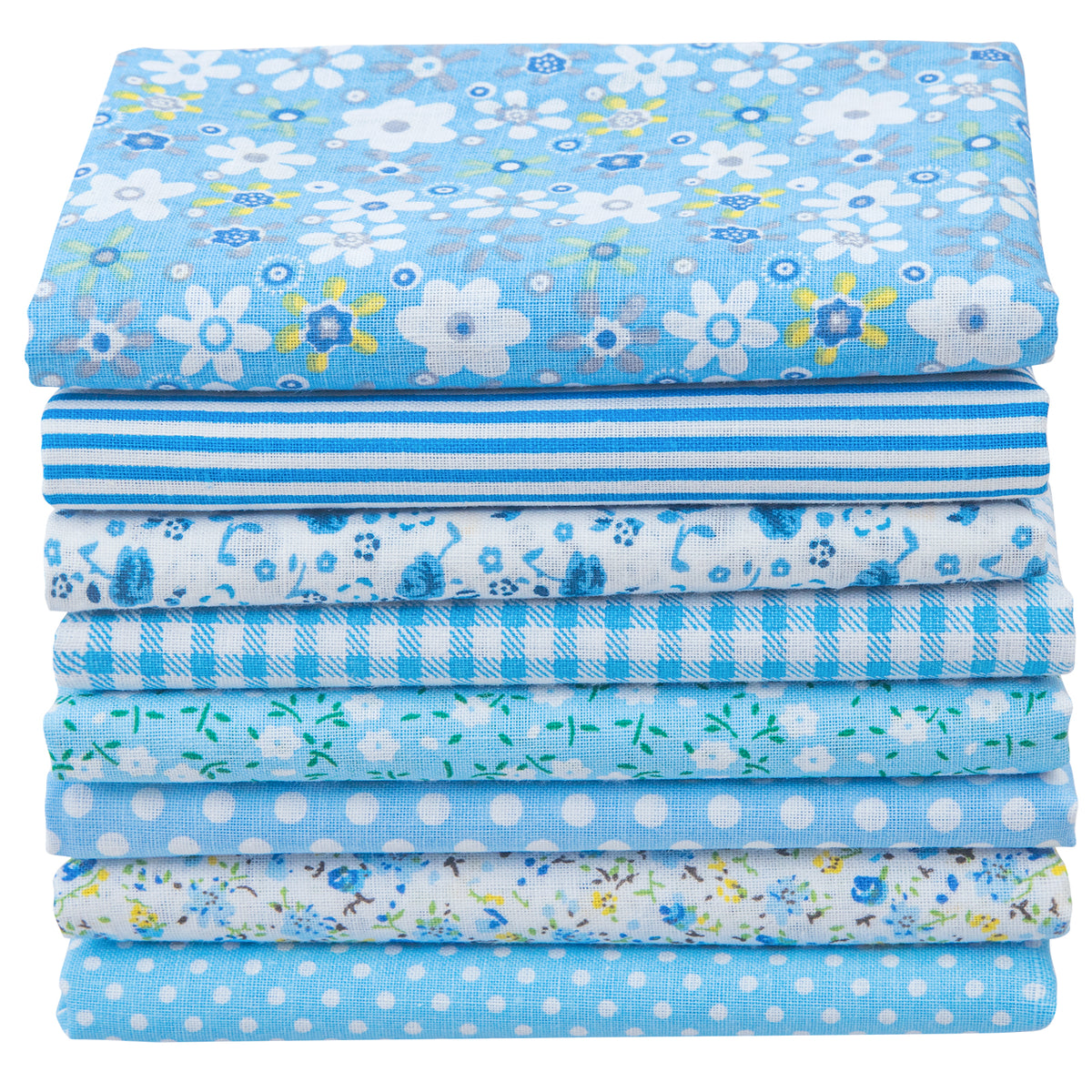 Aubliss 8pcs Fat Quarter Fabric Bundles -Blue-20' x 20'