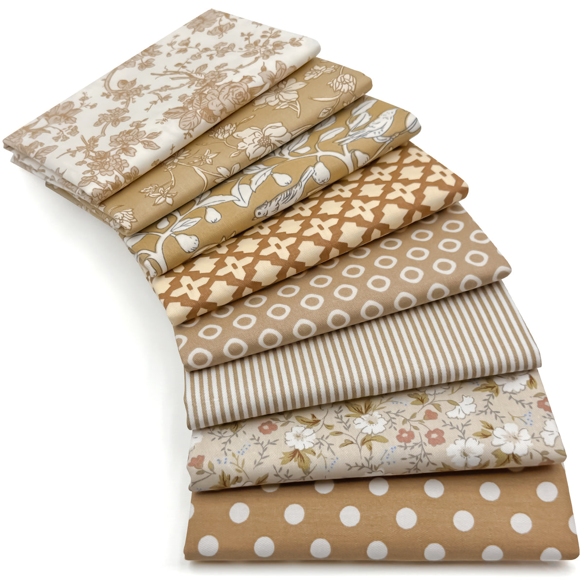 Aubliss 8pcs Fat Quarter Fabric Bundles -Vintage Brown-20' x 20'