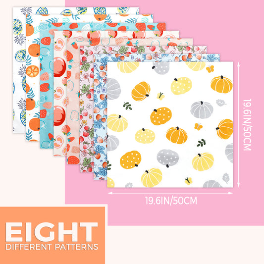 Aubliss 8pcs Fat Quarter Fabric Bundles -Fruit-20' x 20'