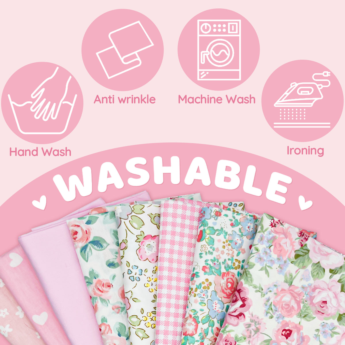 Aubliss 8pcs Fat Quarter Fabric Bundles -Rose Garden-20' x 20'