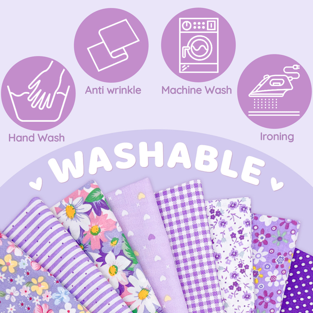 Aubliss 8pcs Fat Quarter Fabric Bundles -Purple-20' x 20'