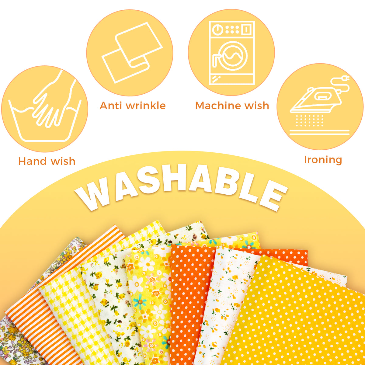Aubliss 8pcs Fat Quarter Fabric Bundles -Orange-20' x 20'