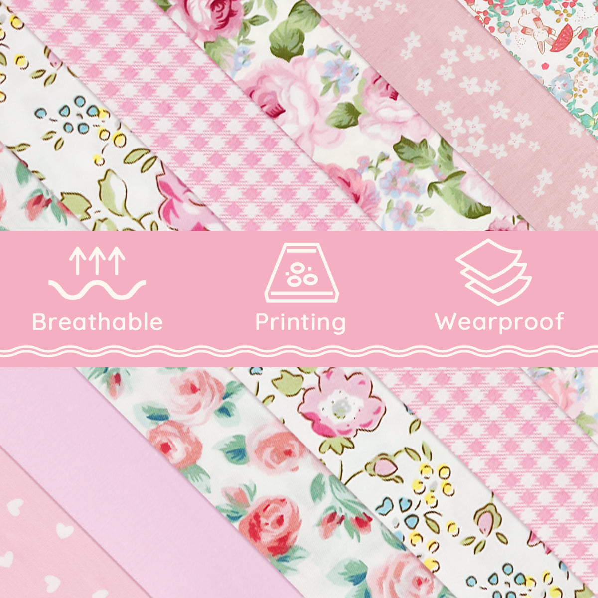 Aubliss 8pcs Fat Quarter Fabric Bundles -Rose Garden-20' x 20'