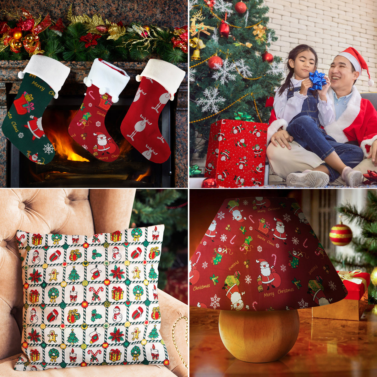 Aubliss 8pcs Fat Quarter Fabric Bundles -Christmas-20' x 20'