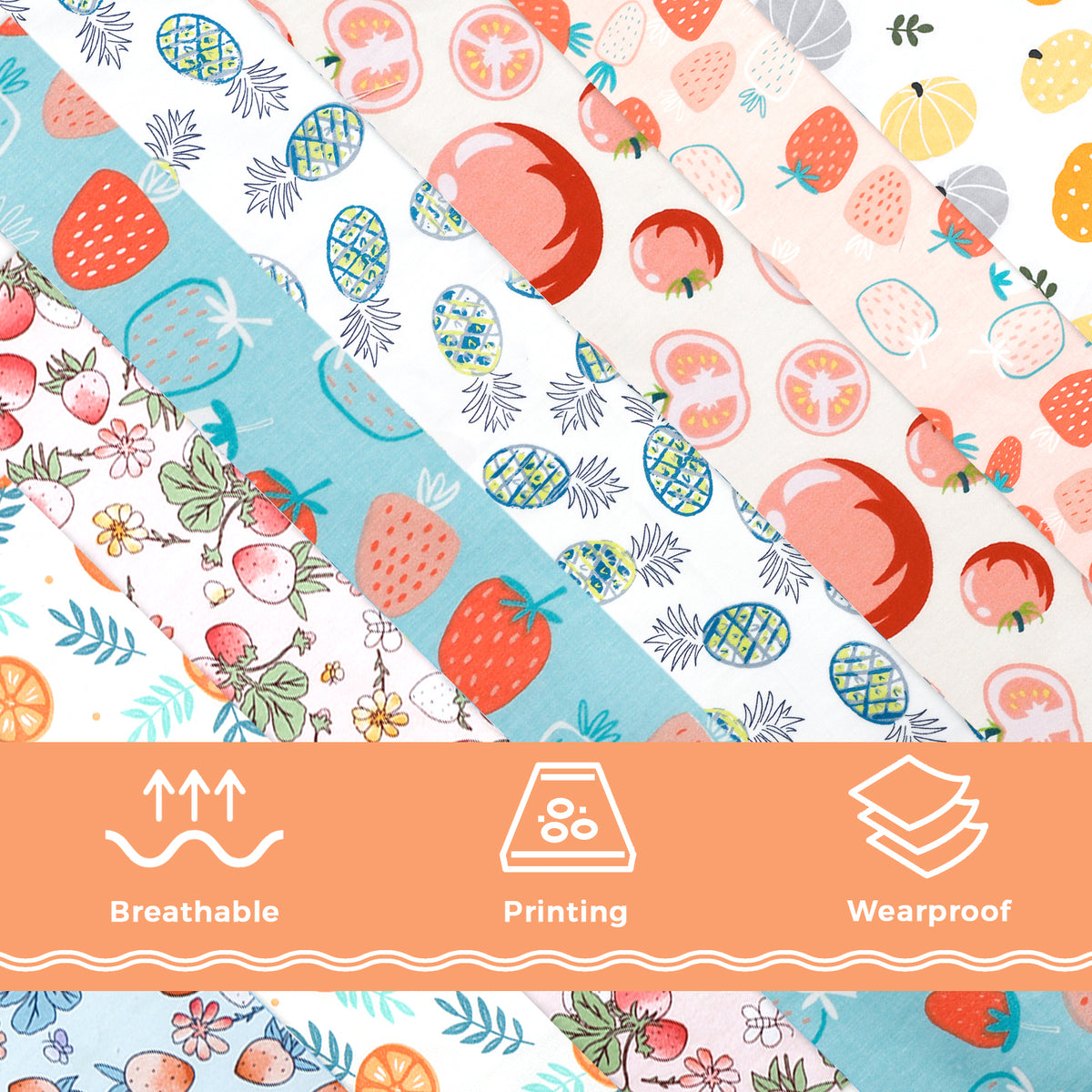 Aubliss 8pcs Fat Quarter Fabric Bundles -Fruit-20' x 20'