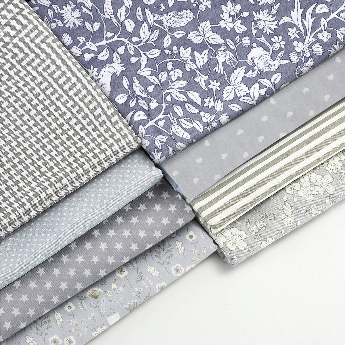 Aubliss 8pcs Fat Quarter Fabric Bundles -Grey Flower-20' x 20'