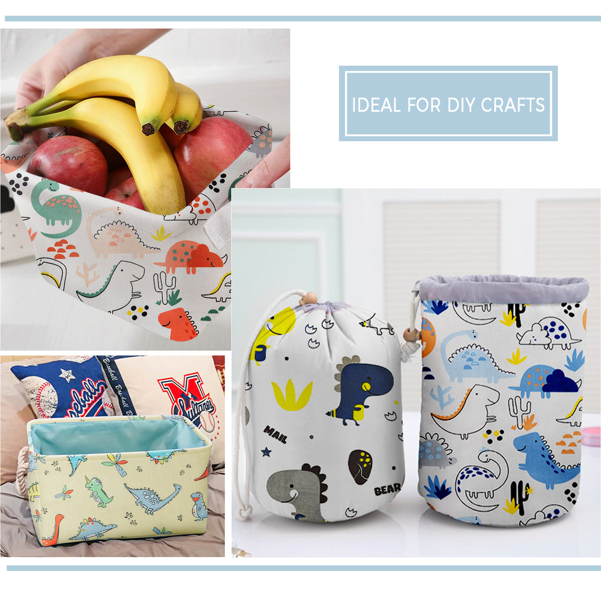 Aubliss 8pcs Fat Quarter Fabric Bundles -Dinosaur-20' x 20'