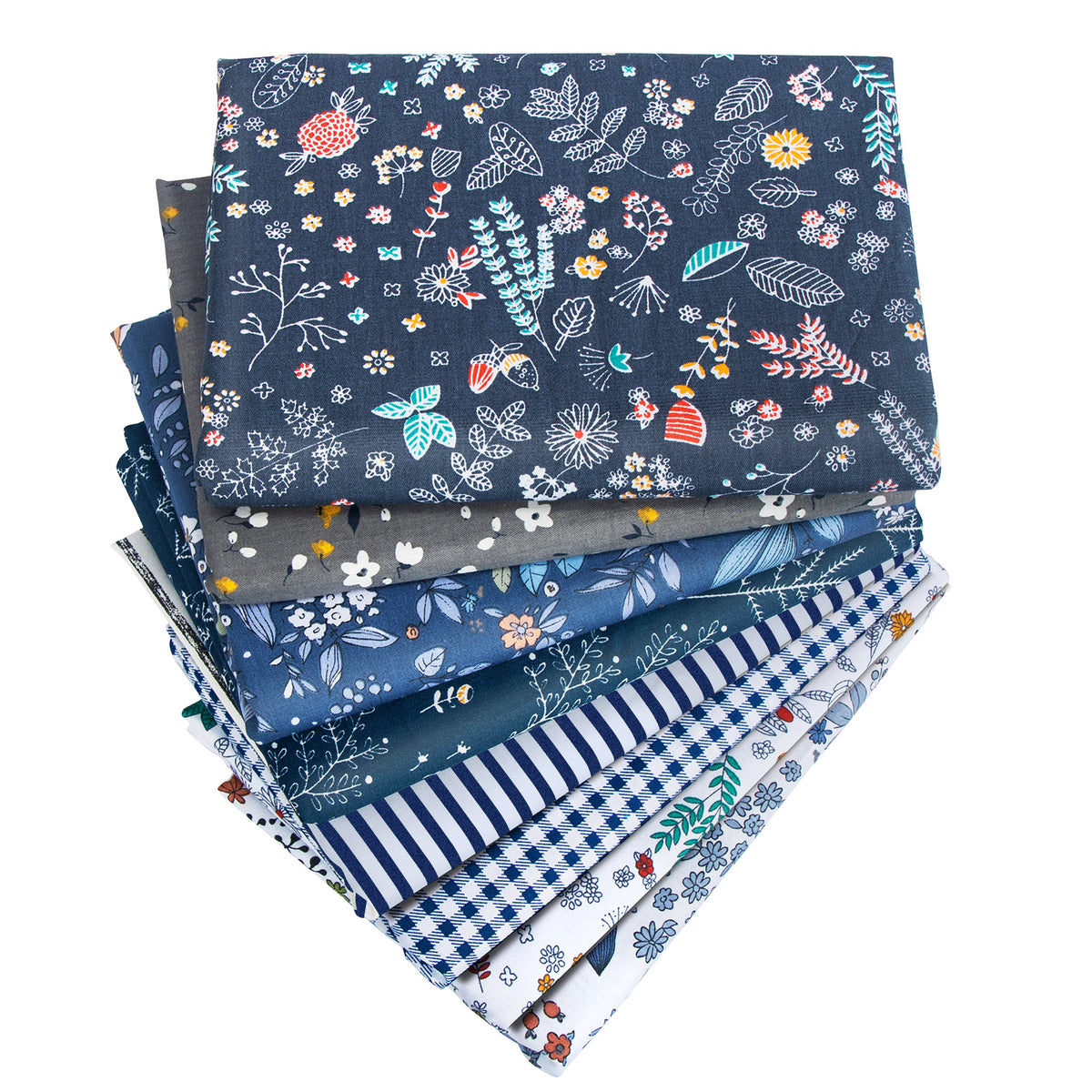 Aubliss 8pcs Fat Quarter Fabric Bundles -Navy Floral-20' x 20'