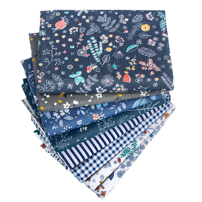 Aubliss 8pcs Fat Quarter Fabric Bundles -Navy Floral-20' x 20'