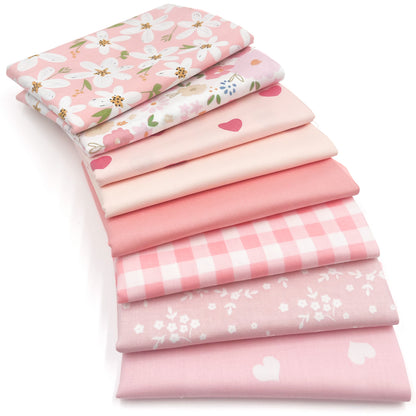 Aubliss 8pcs Fat Quarter Fabric Bundles -Sweet Pink-20' x 20'
