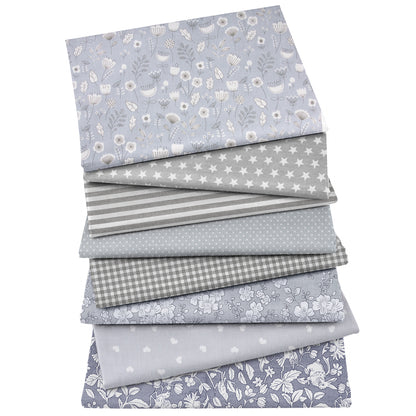 Aubliss 8pcs Fat Quarter Fabric Bundles -Grey Flower-20' x 20'