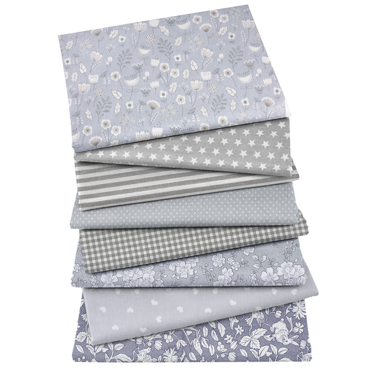 Aubliss 8pcs Fat Quarter Fabric Bundles -Grey Flower-20' x 20'