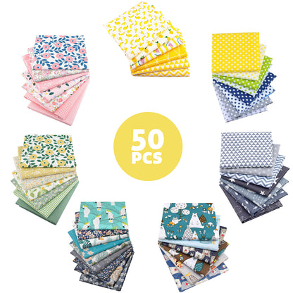 Aubliss 50pcs Fat Quarter Fabric Bundles -Floral-10' x 10'