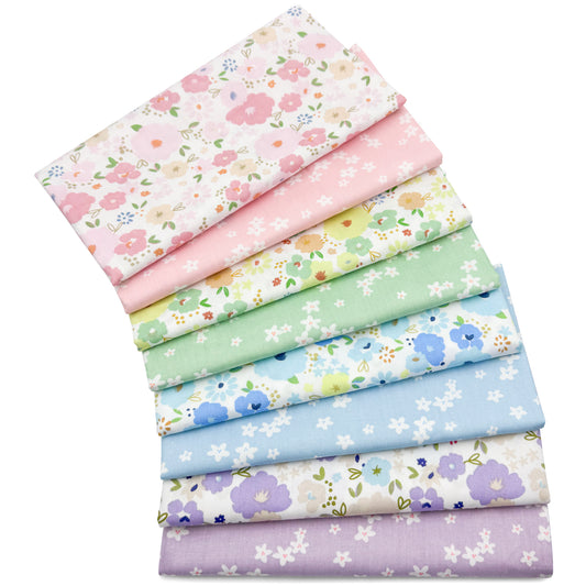 Aubliss 8pcs Fat Quarter Fabric Bundles -Pastel-20' x 20'