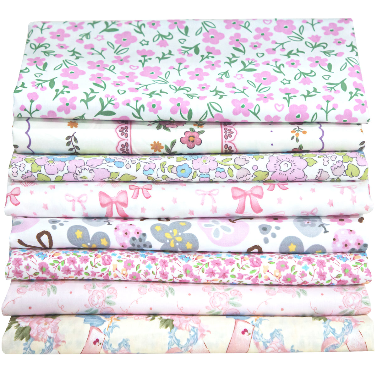 Aubliss 8pcs Fat Quarter Fabric Bundles -Pink-20' x 20'