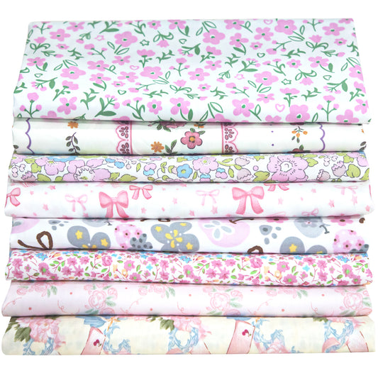 Aubliss 8pcs Fat Quarter Fabric Bundles -Pink-20' x 20'