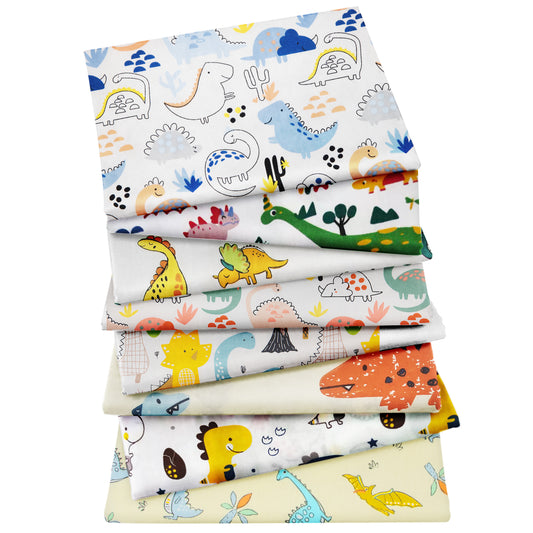 Aubliss 8pcs Fat Quarter Fabric Bundles -Dinosaur-20' x 20'