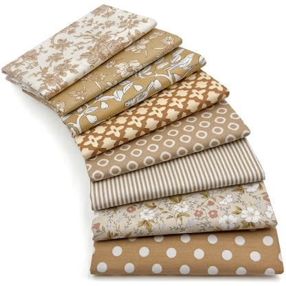 Aubliss 8pcs Fat Quarter Fabric Bundles -Vintage Brown-20' x 20'