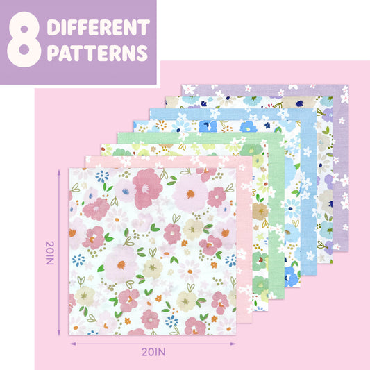 Aubliss 8pcs Fat Quarter Fabric Bundles -Pastel-20' x 20'