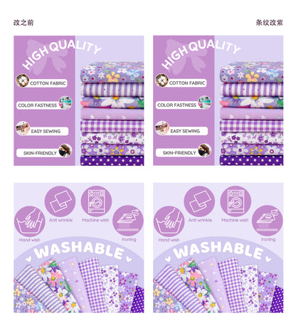 Aubliss 8pcs Fat Quarter Fabric Bundles -Purple-20' x 20'