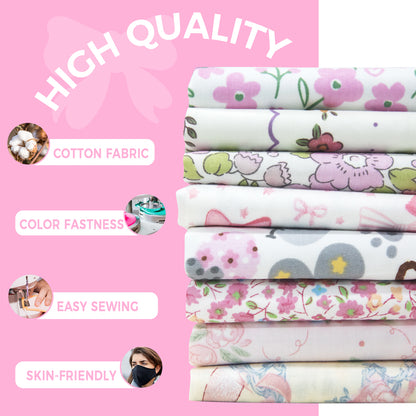 Aubliss 8pcs Fat Quarter Fabric Bundles -Pink-20' x 20'
