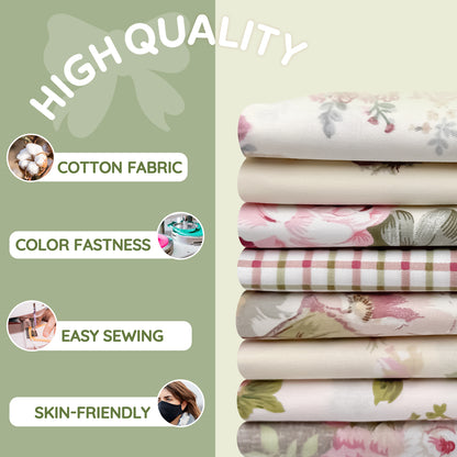 Aubliss 8pcs Fat Quarter Fabric Bundles -Vintage Floral-20' x 20'
