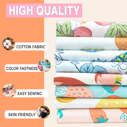 Aubliss 8pcs Fat Quarter Fabric Bundles -Fruit-20' x 20'
