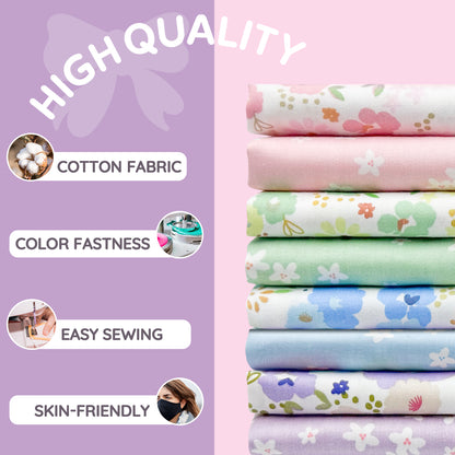 Aubliss 8pcs Fat Quarter Fabric Bundles -Pastel-20' x 20'
