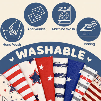 Aubliss 8pcs Fat Quarter Fabric Bundles -Patriotic-20' x 20'