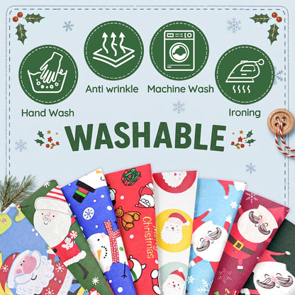 Aubliss 8pcs Fat Quarter Fabric Bundles -Christmas Santa & Snowman-20' x 20'