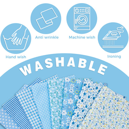 Aubliss 8pcs Fat Quarter Fabric Bundles -Blue-20' x 20'