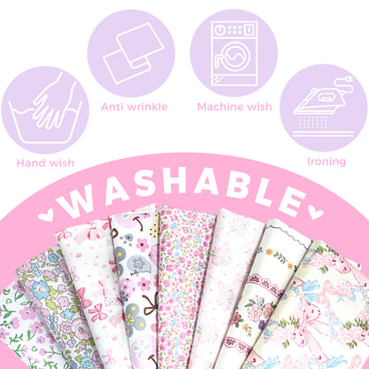 Aubliss 8pcs Fat Quarter Fabric Bundles -Pink-20' x 20'