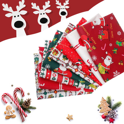 Aubliss 8pcs Fat Quarter Fabric Bundles -Christmas-20' x 20'