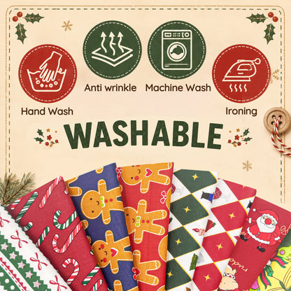 Aubliss 8pcs Fat Quarter Fabric Bundles -Vintage Christmas-20' x 20'