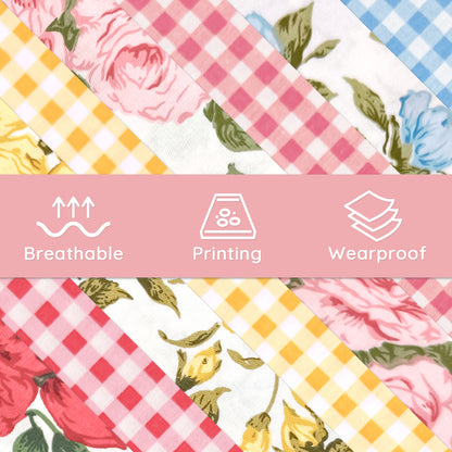 Aubliss 8pcs Fat Quarter Fabric Bundles -Rose Gingham-20' x 20'