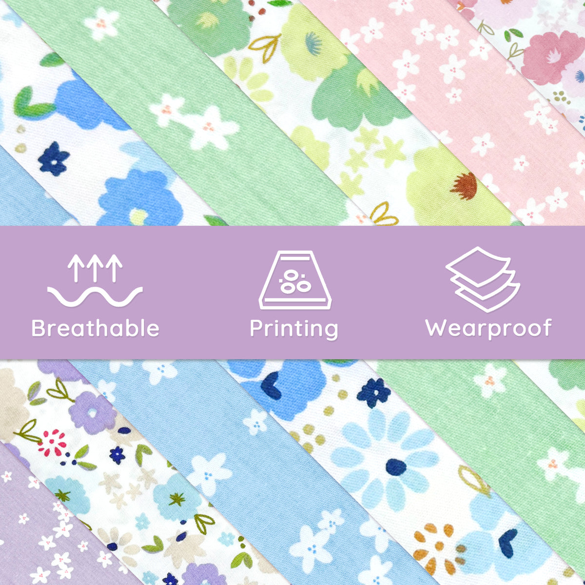 Aubliss 8pcs Fat Quarter Fabric Bundles -Pastel-20' x 20'