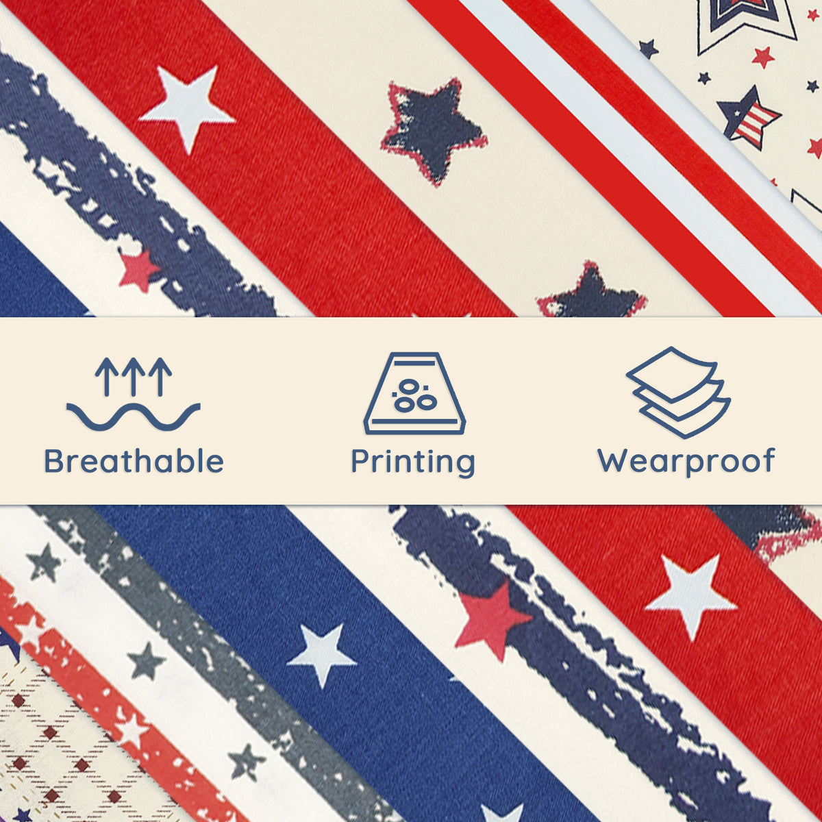Aubliss 8pcs Fat Quarter Fabric Bundles -Patriotic-20' x 20'