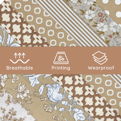 Aubliss 8pcs Fat Quarter Fabric Bundles -Vintage Brown-20' x 20'