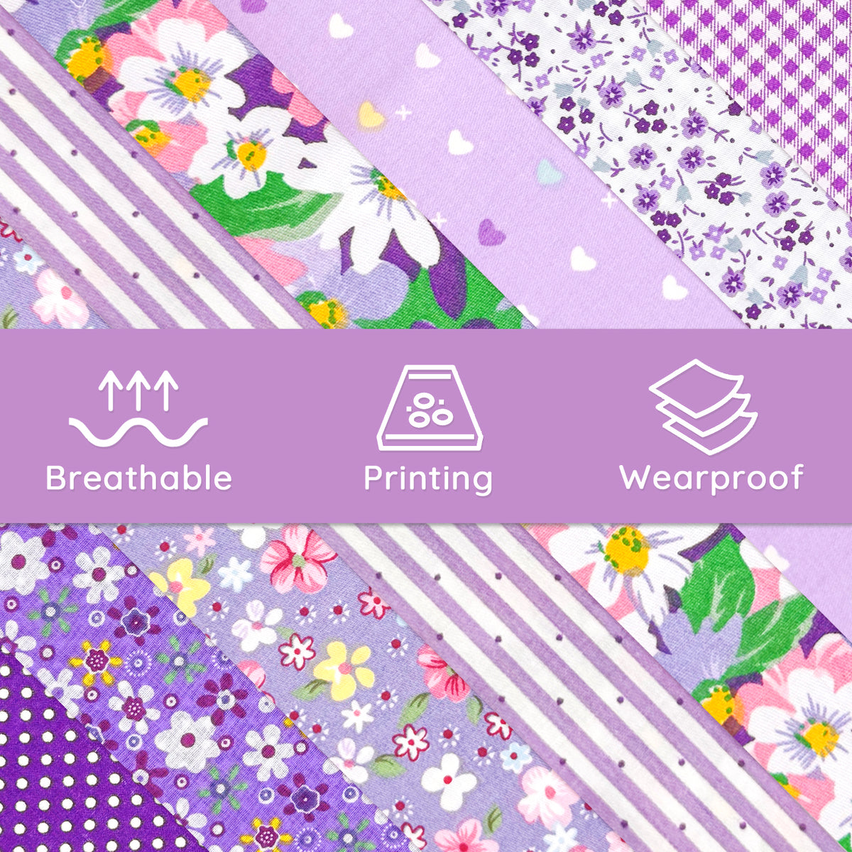 Aubliss 8pcs Fat Quarter Fabric Bundles -Purple-20' x 20'
