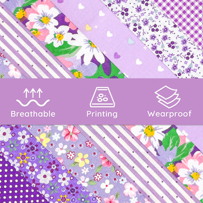 Aubliss 8pcs Fat Quarter Fabric Bundles -Purple-20' x 20'