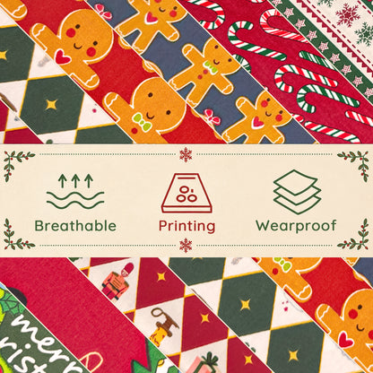 Aubliss 8pcs Fat Quarter Fabric Bundles -Vintage Christmas-20' x 20'