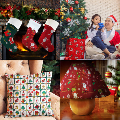 Aubliss 8pcs Fat Quarter Fabric Bundles -Christmas-20' x 20'
