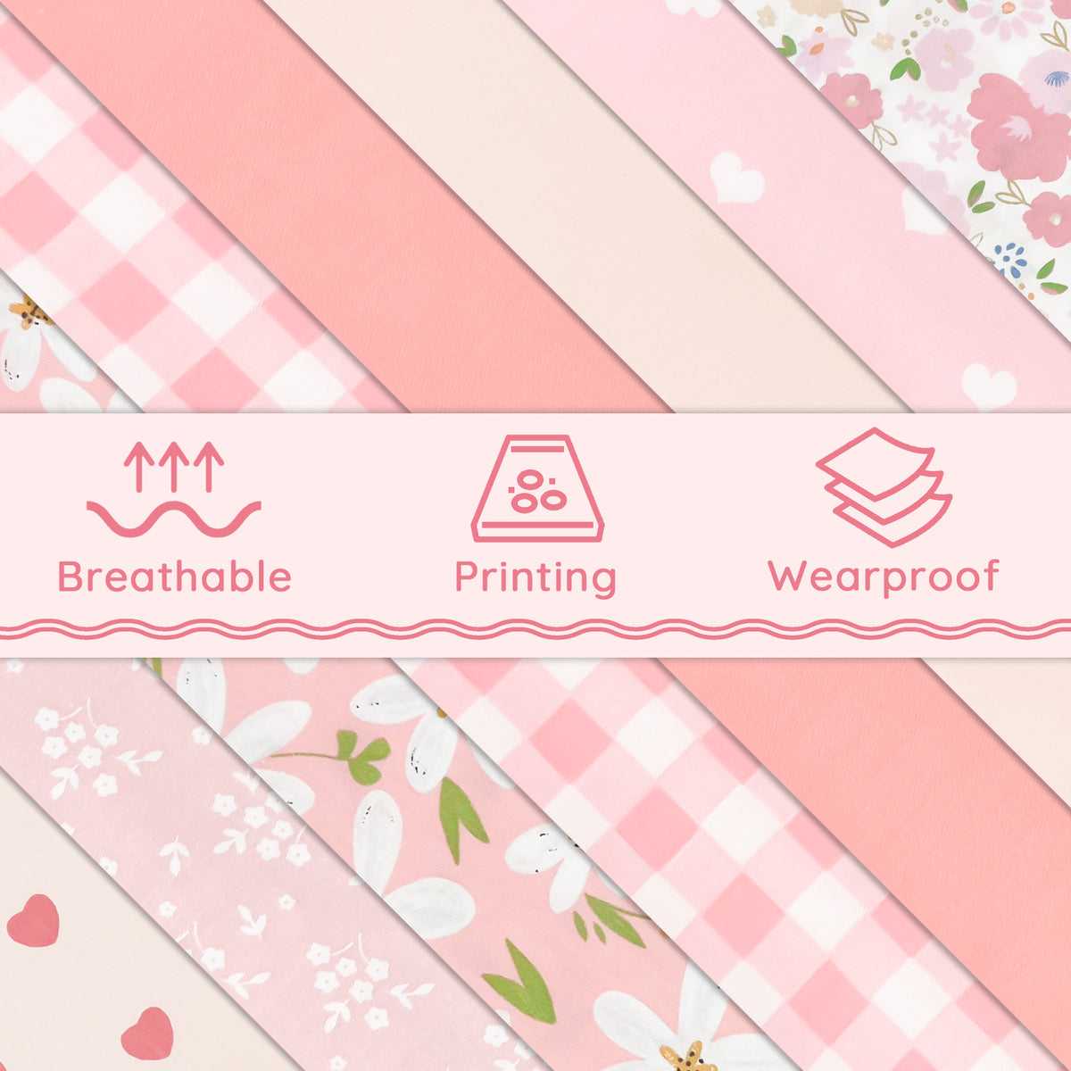 Aubliss 8pcs Fat Quarter Fabric Bundles -Sweet Pink-20' x 20'