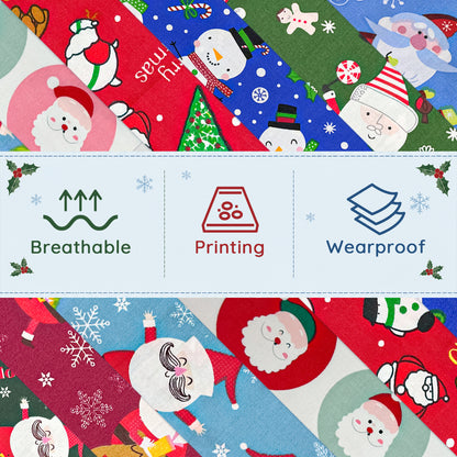 Aubliss 8pcs Fat Quarter Fabric Bundles -Christmas Santa & Snowman-20' x 20'