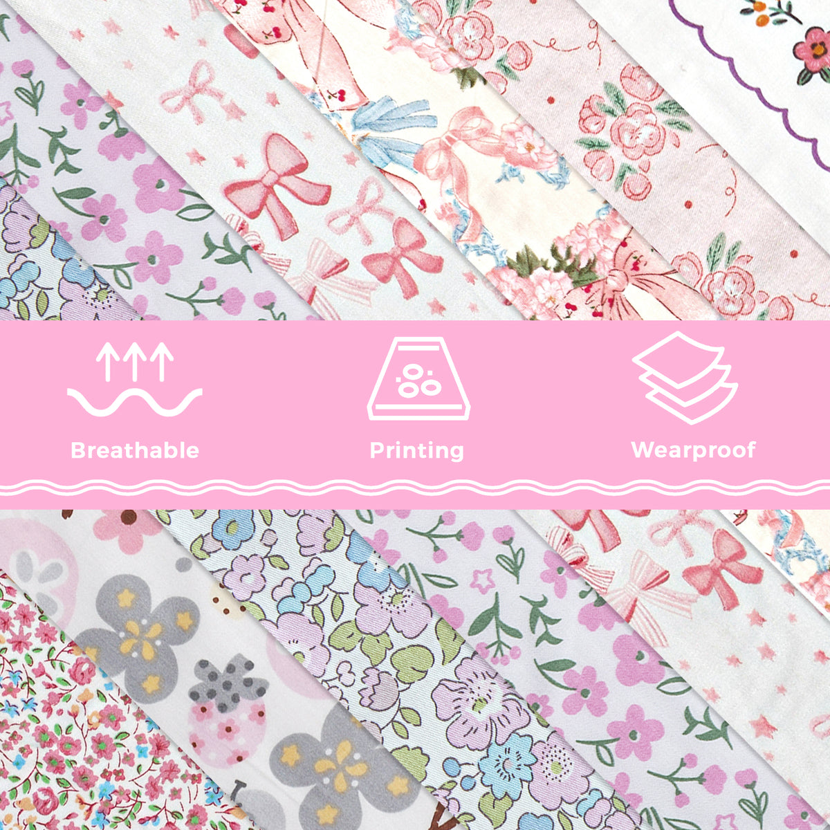 Aubliss 8pcs Fat Quarter Fabric Bundles -Pink-20' x 20'