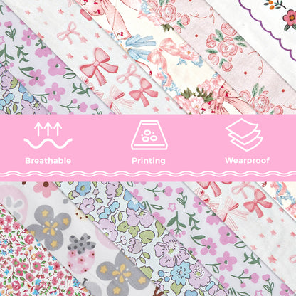 Aubliss 8pcs Fat Quarter Fabric Bundles -Pink-20' x 20'