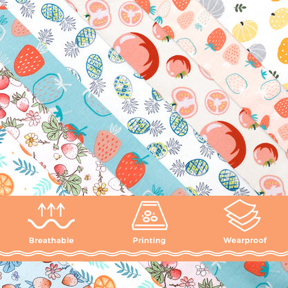 Aubliss 8pcs Fat Quarter Fabric Bundles -Fruit-20' x 20'