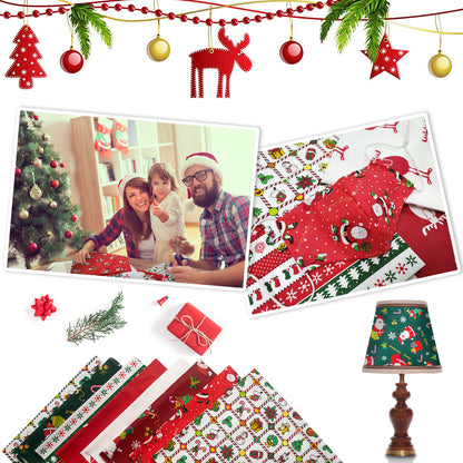 Aubliss 8pcs Fat Quarter Fabric Bundles -Christmas-20' x 20'