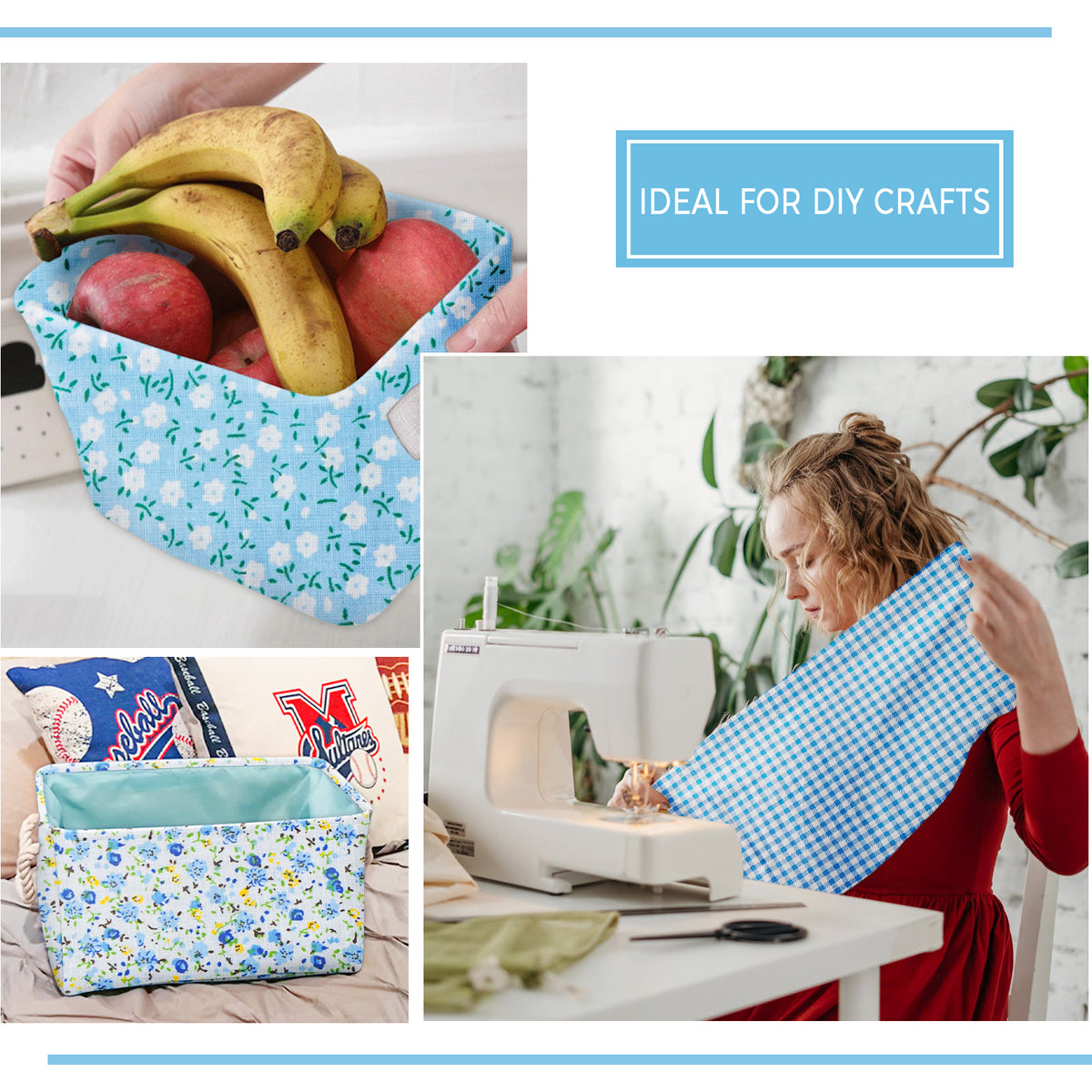 Aubliss 8pcs Fat Quarter Fabric Bundles -Blue-20' x 20'