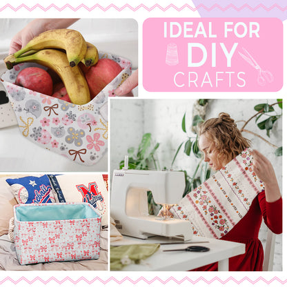 Aubliss 8pcs Fat Quarter Fabric Bundles -Pink-20' x 20'
